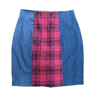 Vintage Eisen Atlelier tweed /denim mini skirt size 14
